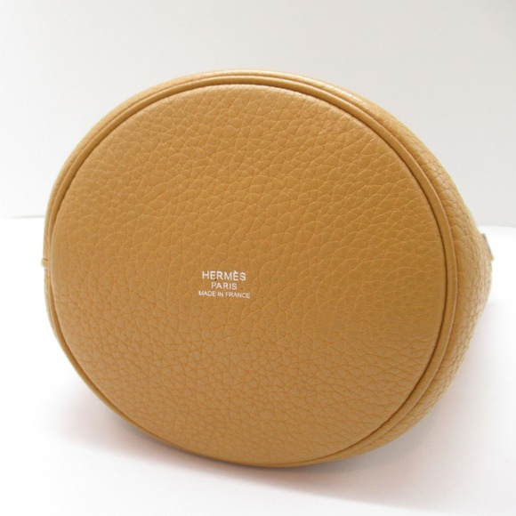 HERMES Manjoir PM Curry Tote Bag Leather Taurillon Clemence Brown - Picture 4 of 10